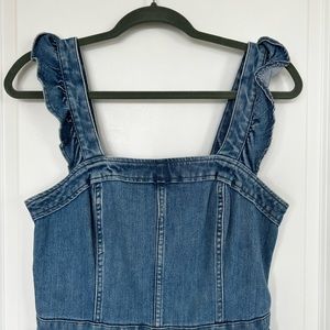 Madewell ruffle sleeve denim jumpsuit, romper. Size 6